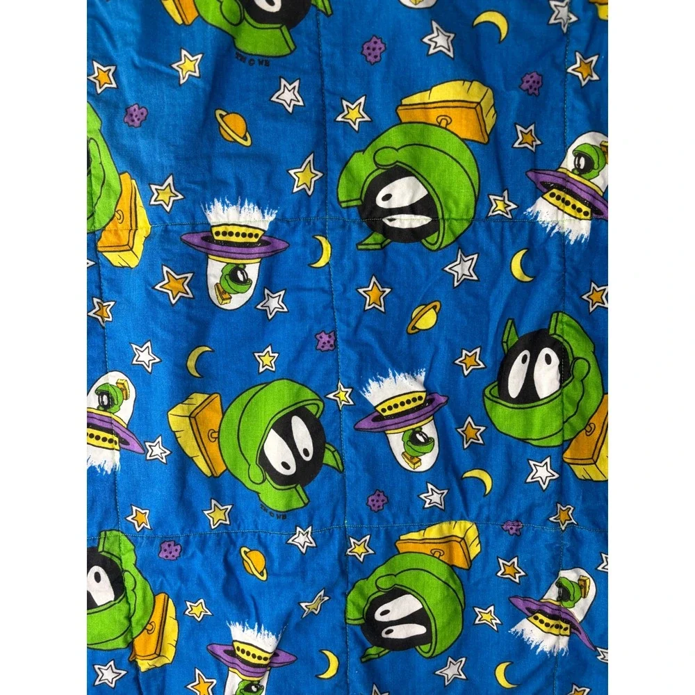 Marvin the Martian Looney Tunes Handmade Quilt Reversible Robot Space Blanket